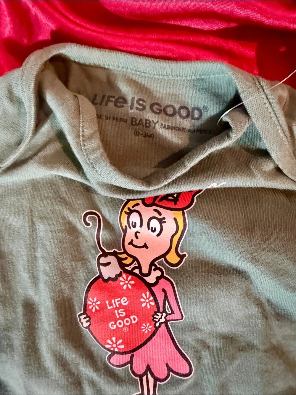 Life Is Good Baby Cindy-Lou Christmas Short-Sleeve Crusher Bodysuit BRAND NWT